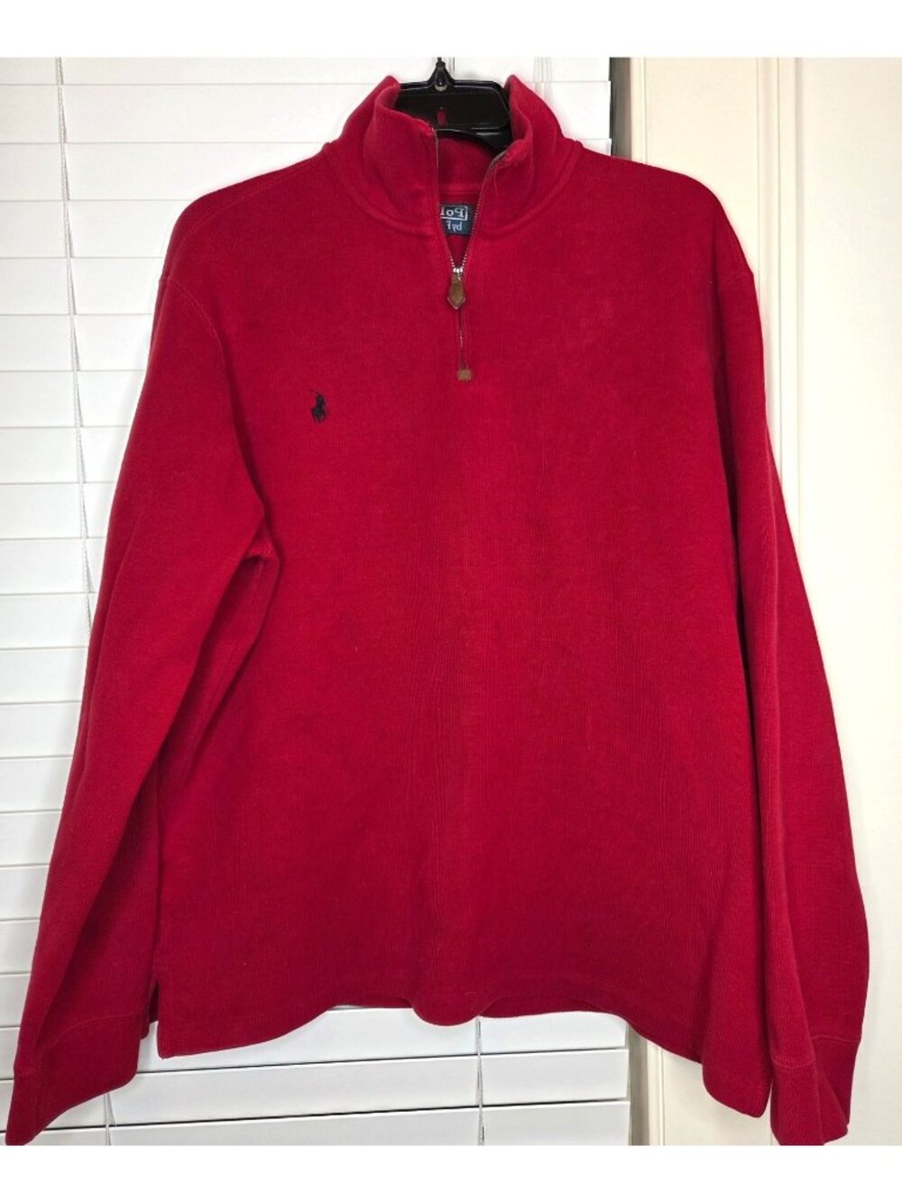 Polo Ralph Lauren Red 1/4 Zip Pullover Sweater Mens L 100% Cotton Classic Fit